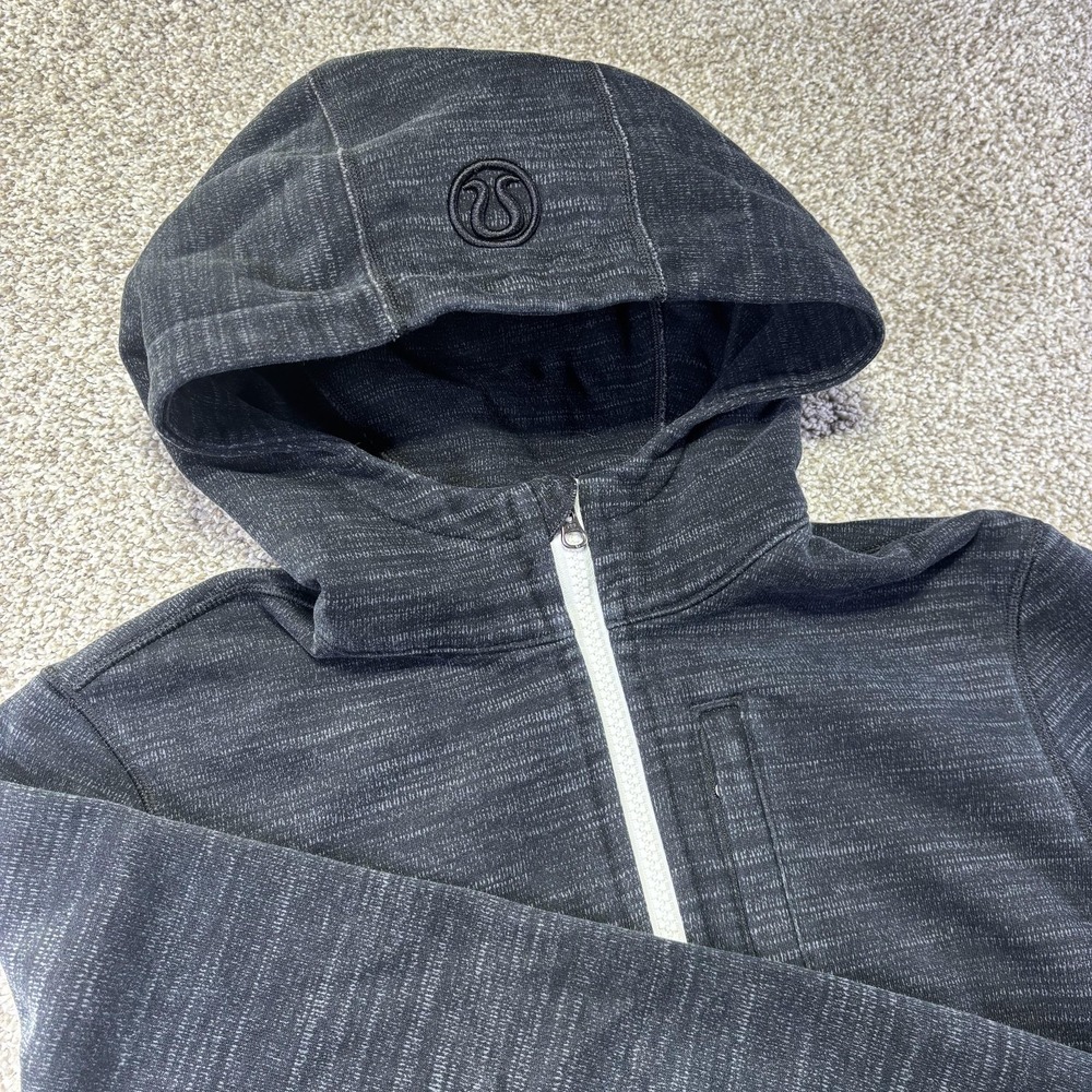 Lululemon Athletica Hoodie Women's Medium Gray Full Zip Logo Athletic Sweatshirt